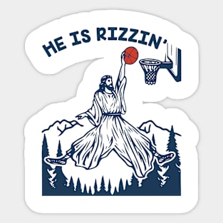 He Is Rizzin Easter Funny Basketball Christian Religious Sticker